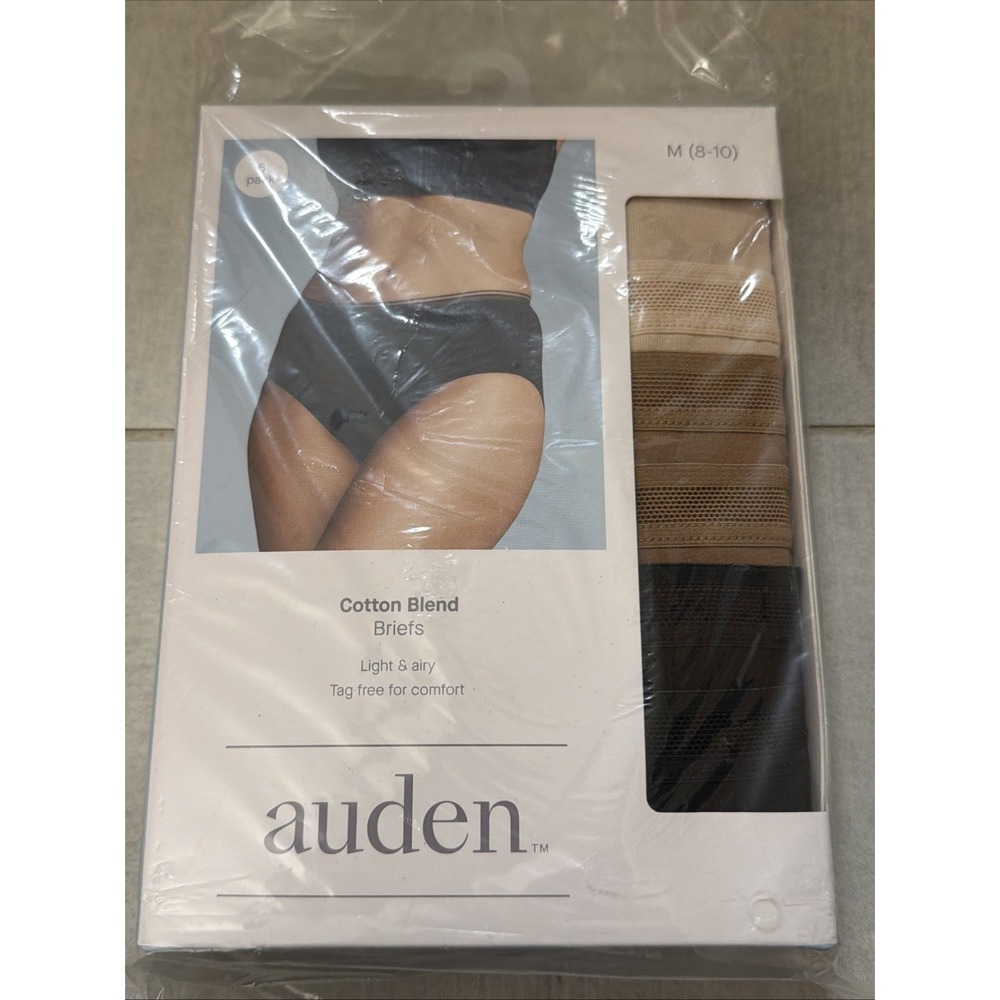 Auden Womens Brief Panties 6 Pack Tagless Cotton Blend Multicolor Medium 8-10